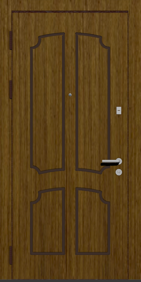 Стальная дверь с дверной накладкой МДФ Шпон E3 орех рустикальный
